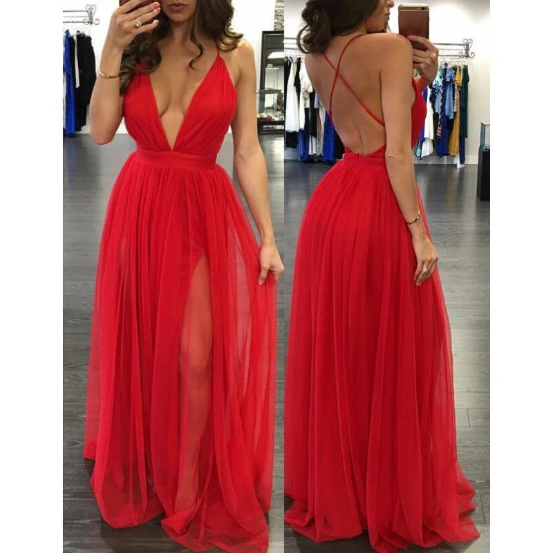 CHIFFON BACKLESS MAXI DRESS Trendy Maxi Dress with Straps