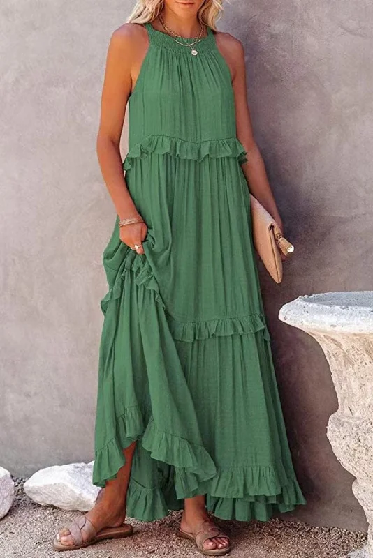 SALE - Devy Ruffle Hem Maxi Dress | Size Small Stylish A-Line Maxi Dress