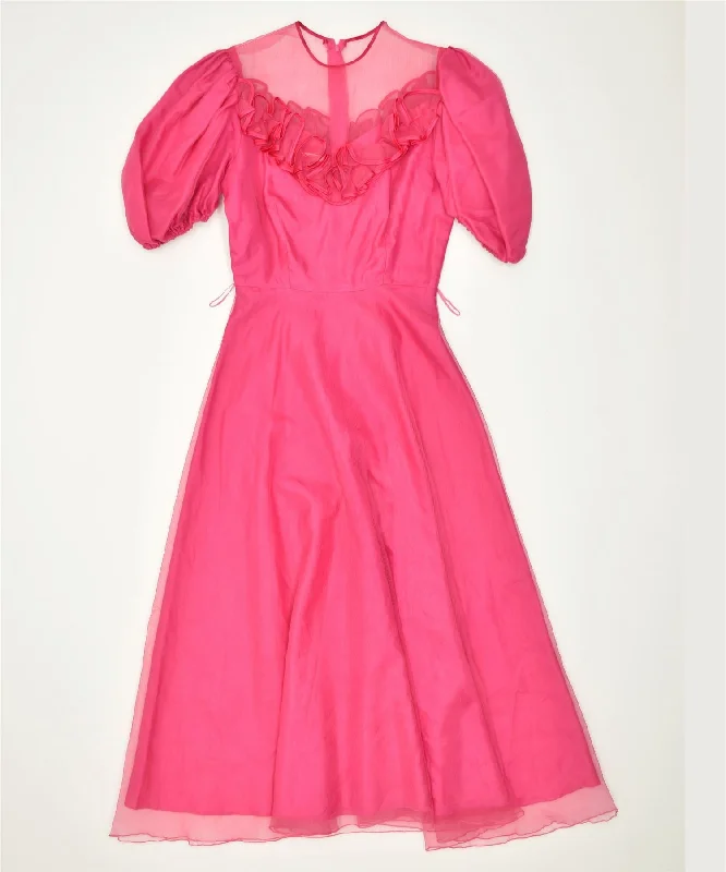 ERE MODELLE Womens Maxi Dress EU 34 XS Pink Polyester Elegant Silk Maxi Dress