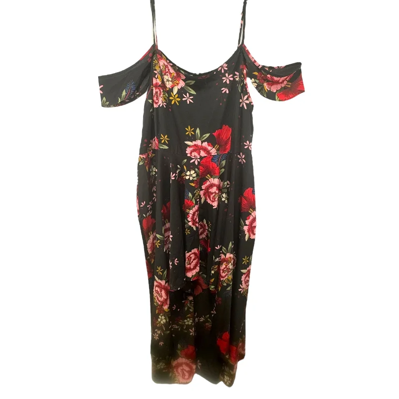 Floral Print High Low Cold Shoulder Maxi Dress Boohoo Boutique, Size 20 Elegant Lace Maxi Dress