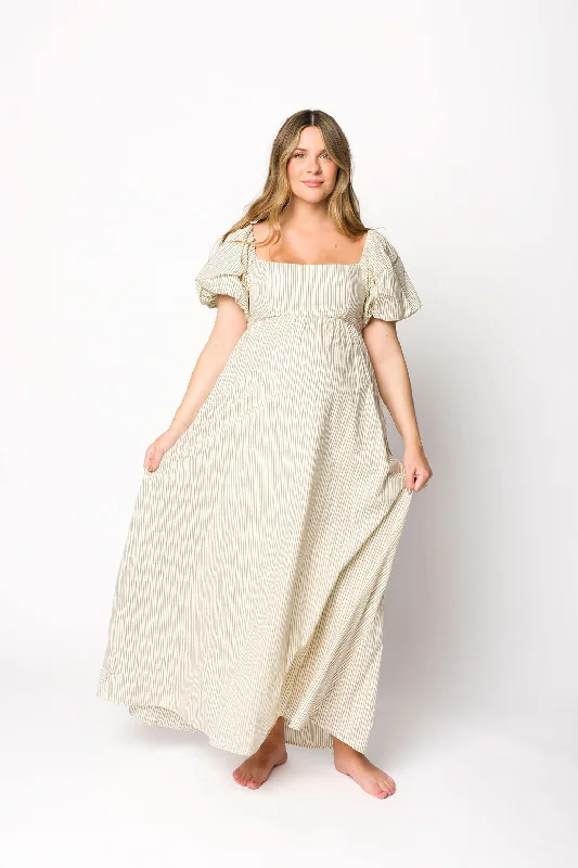 Jules  Striped Maxi Dress in Natural/Black Stylish Boho Chic Maxi Dress