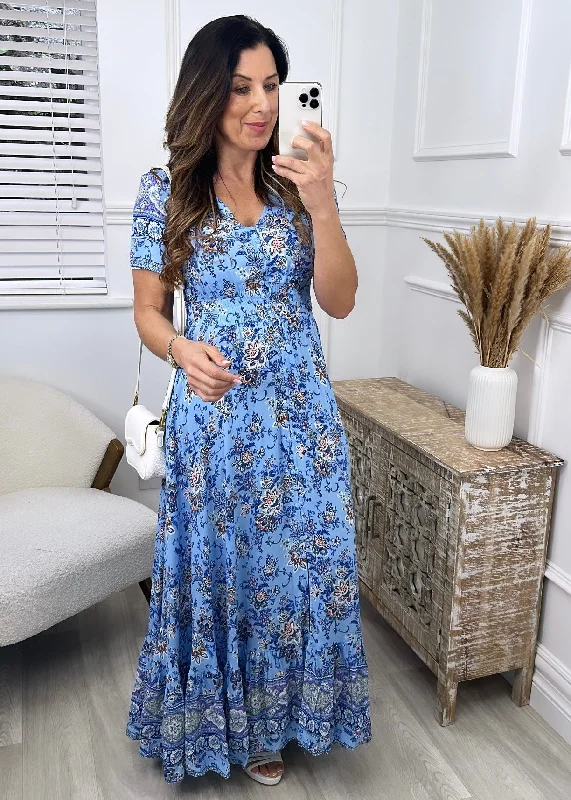 Lorna Blue Boho Maxi Dress Chic Sleeveless Maxi Dress