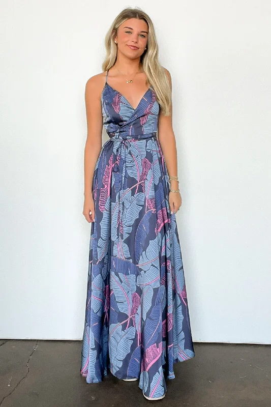 Lovely Mindset Leaf Print Wrap Maxi Dress - FINAL SALE Fashionable Printed Maxi Dress