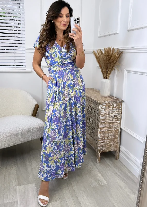 Meritt Lilac Floral Print Maxi Dress Comfortable Fit-and-Flare Maxi Dress