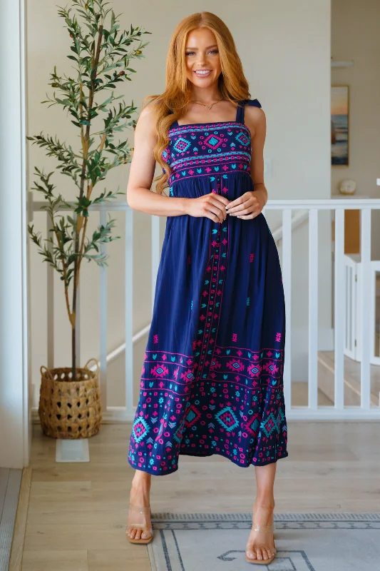 Midnight Embroidered Maxi Dress Trendy Printed Maxi Dress