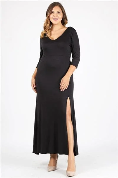 Plus Size V-Neck Maxi Dress Black - Pack of 6 Chic Off-Shoulder Maxi Dress