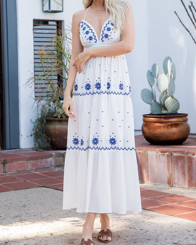 2024 Sweet Lovely Embroidered Maxi Dress - Sw745 Cozy Maxi Dress with Slit