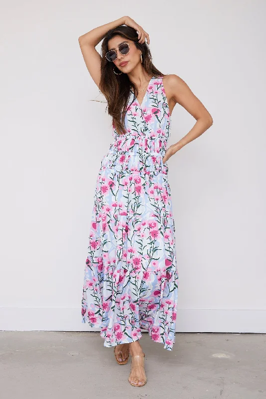 SALE - Sydney Floral Print Maxi Dress Cozy Maxi Dress with Slit