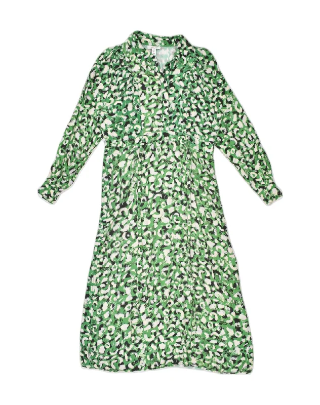 TOPSHOP Womens Oversized Maxi Dress UK 8 Small Green Spotted Viscose Classic Tulle Maxi Dress