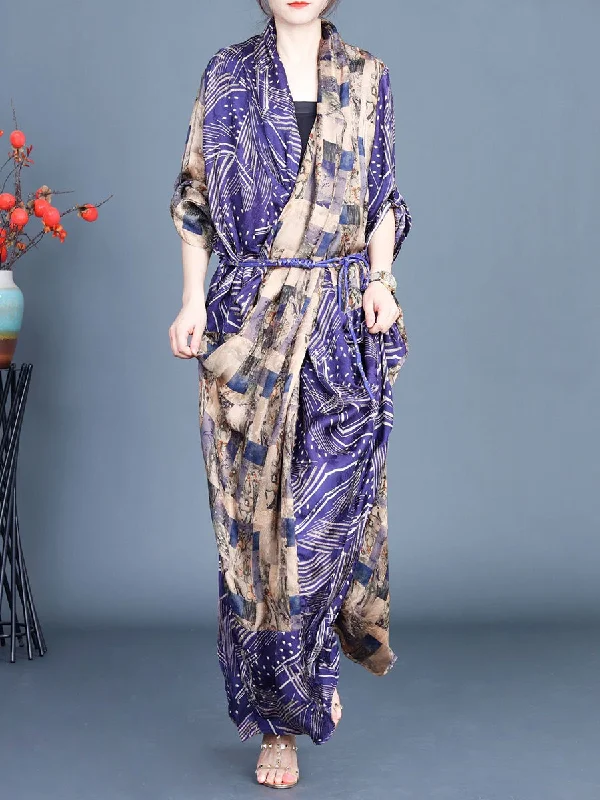 Women Spring Artsy Cross Spliced Maxi Dress Trendy A-Line Maxi Dress