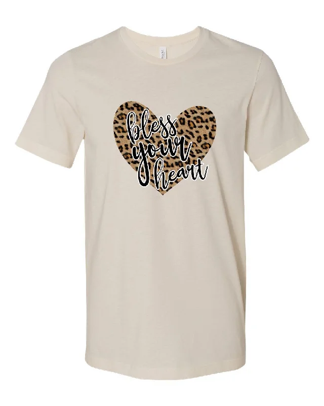 Bless Your Heart on Leopard Graphic Crew Neck Softstyle Tee Zippered Front Buttoned Front Snap Front Bless Your Heart on Leopard Graphic Crew Neck Softstyle Tee Zippered Front Buttoned Front Snap Front