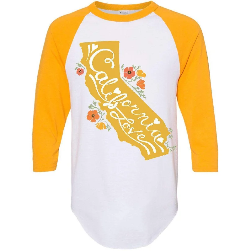California State With Poppies Baseball Tee Iron Safe Non-Iron Wrinkle Free