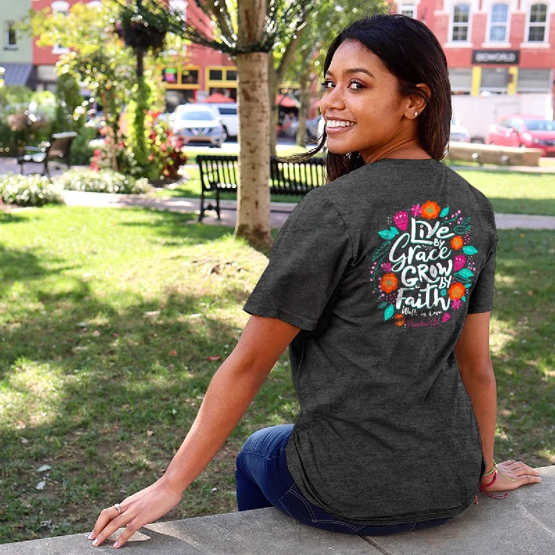 Cherished Girl Live by Grace, Grow by Faith, Walk in Love Tee Graphic Embroidered Appliqued Cherished Girl Live by Grace, Grow by Faith, Walk in Love Tee Graphic Embroidered Appliqued