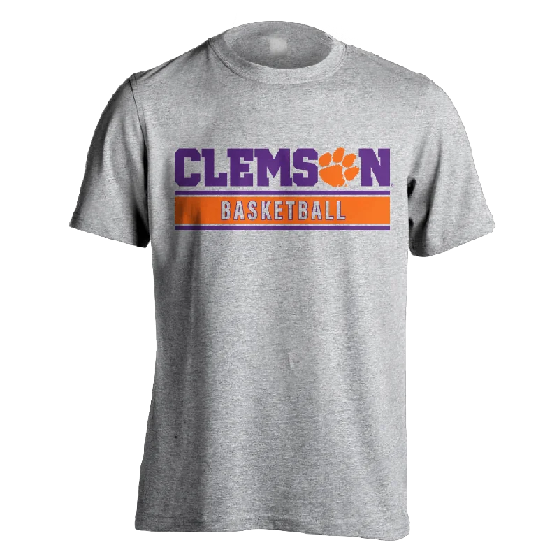 Clemson Basketball Tee | MRK Exclusive - Grey Fleece Fabric Down Fabric Feather Fabric