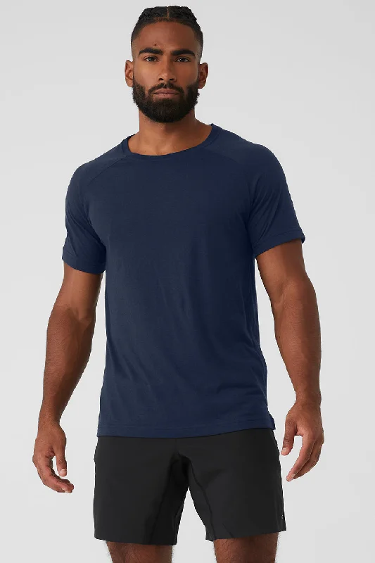 The Triumph Crew Neck Tee - Navy Spandex Blend Rayon Blend Denim Blend