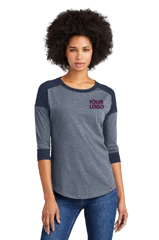 New Era Ladies Heritage Blend 3/4-Sleeve Baseball Printed Tee's, True Navy/True Navy Twist Chenille Blend Fleece Blend Nylon Blend New Era Ladies Heritage Blend 3/4-Sleeve Baseball Printed Tee's, True Navy/True Navy Twist Chenille Blend Fleece Blend Nylon Blend
