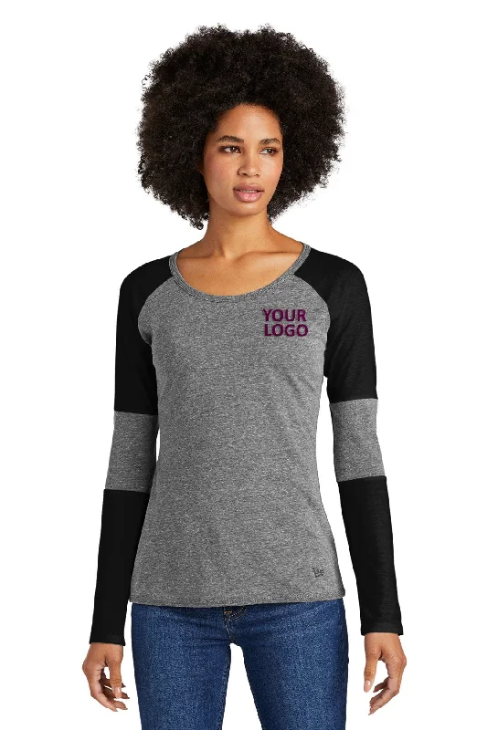 New Era Ladies Tri Blend Performance Baseball Printed Tee's, Black Solid/ Shadow Grey Polka Dot Checkered Tartan New Era Ladies Tri Blend Performance Baseball Printed Tee's, Black Solid/ Shadow Grey Polka Dot Checkered Tartan