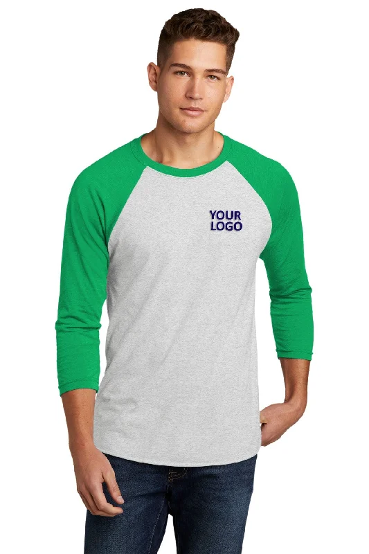 Next Level 3/4-Sleeve Custom Raglan Tee's, Navy/ Heather White Print Jacquard Patchwork Next Level 3/4-Sleeve Custom Raglan Tee's, Navy/ Heather White Print Jacquard Patchwork