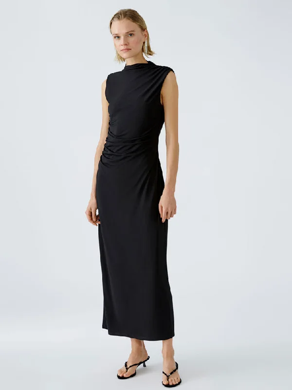 Oui Maxi Dress Black Elegant Maxi Dress with Lace