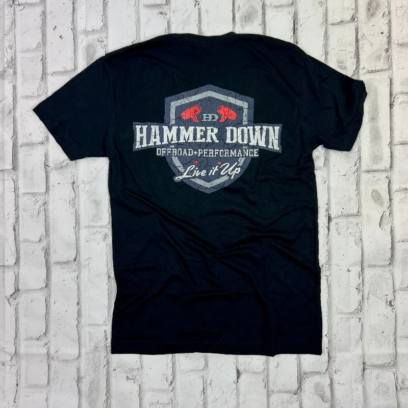 Hammer Down "Off Road Performance" Short Sleeve T-shirt - Black Mesh Blend Leather Blend Suede Blend Hammer Down "Off Road Performance" Short Sleeve T-shirt - Black Mesh Blend Leather Blend Suede Blend
