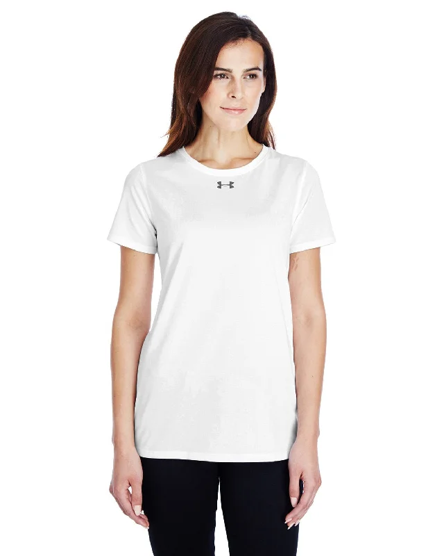 Under Armour Ladies Locker T-Shirt 2.0 WHITE/ GRAPH 1305510 Embroidered Appliqued Beaded Under Armour Ladies Locker T-Shirt 2.0 WHITE/ GRAPH 1305510 Embroidered Appliqued Beaded