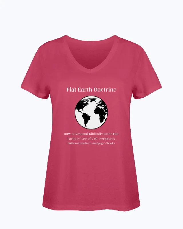 T-Shirt Women's HD V Neck Flat Earth Scriptures 240+ Zippered Buttoned Snapped