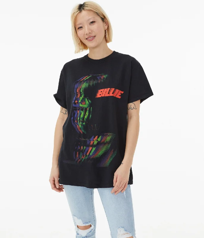 Aeropostale Billie Eilish Boyfriend Graphic Tee Hooded Caped Shawl Collar