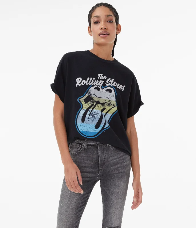 Aeropostale Rolling Stones Ombré Logo Boyfriend Graphic Tee Jersey Fabric Tulle Fabric Batik Fabric