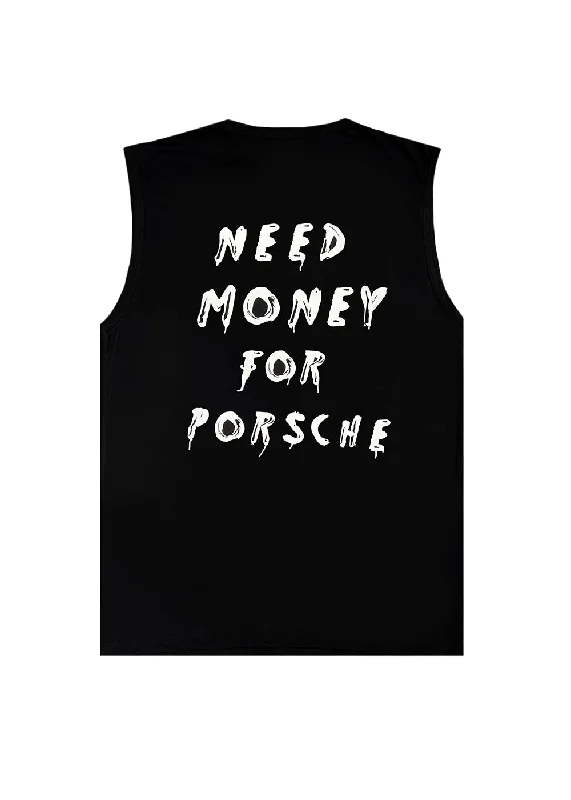 Αμάνικη Μπλούζα Close society - S24-803 - need money for porsche sleeveless tee μαύρο Print Jacquard Patchwork