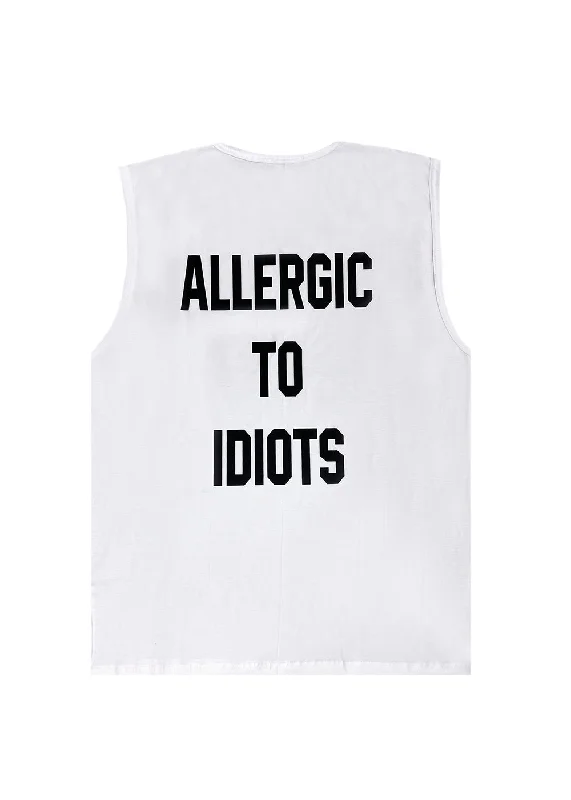 Αμάνικη Μπλούζα Close society - S24-802 - allergic to idiots sleeveless tee λευκό Mesh Blend Leather Blend Suede Blend