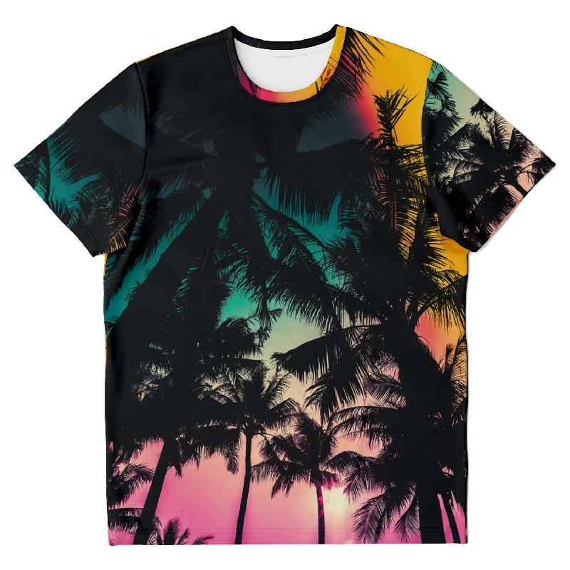 Beach Tropical Palm Trees Sunset Summer Unisex T-shirt Cozy Warm Stylish