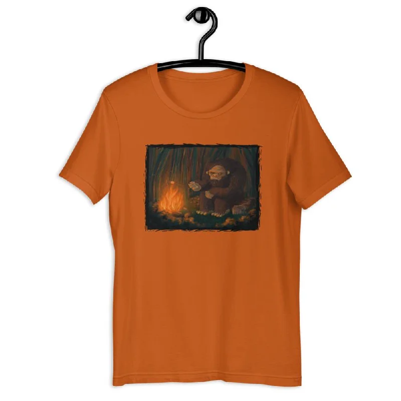 Big Foot Camping Bonfire Short-Sleeve Unisex Cotton T-Shirt Fashionable Trendy Casual