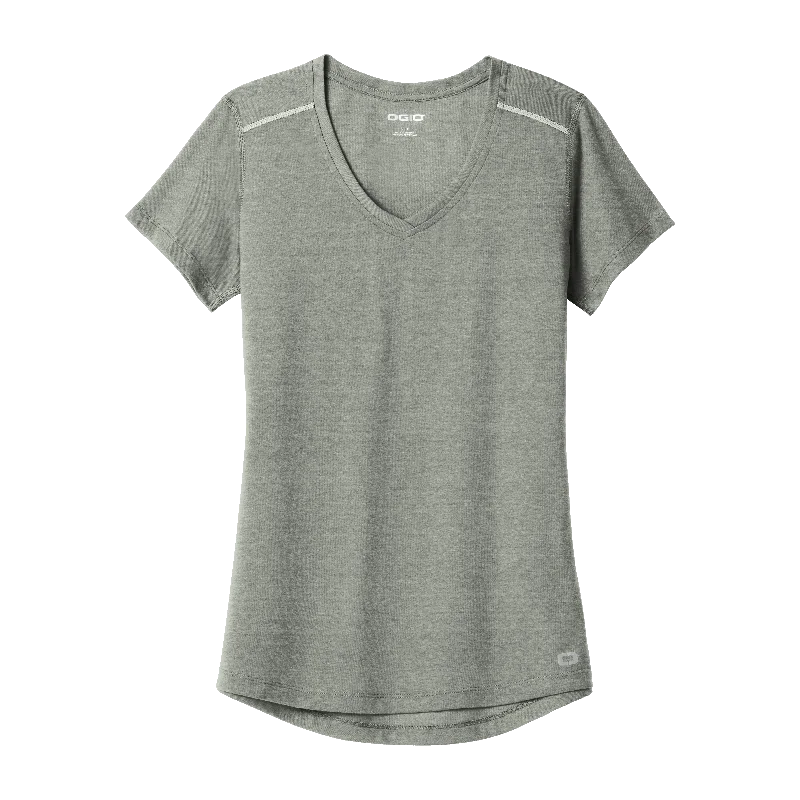 D1951W Ladies Peak V-Neck Tee Mesh Canvas Denim