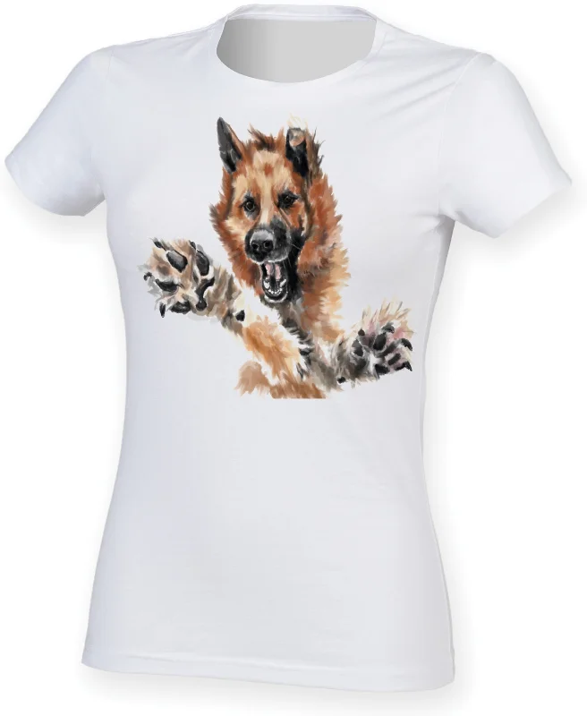 German Shepherd women t-shirt Rayon Fabric Velvet Fabric Corduroy Fabric