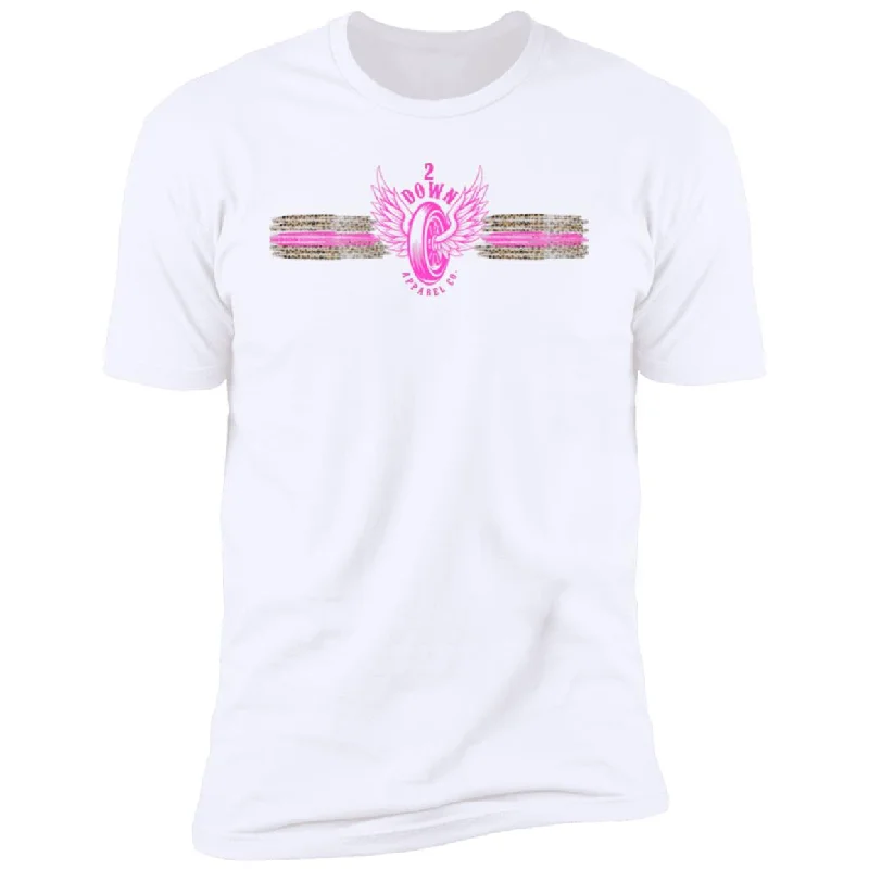 Leopard Retro Tire with Wings in Hot Pink Premium Short Sleeve T-Shirt Ribbed T-Shirt High Neck Heavyweight