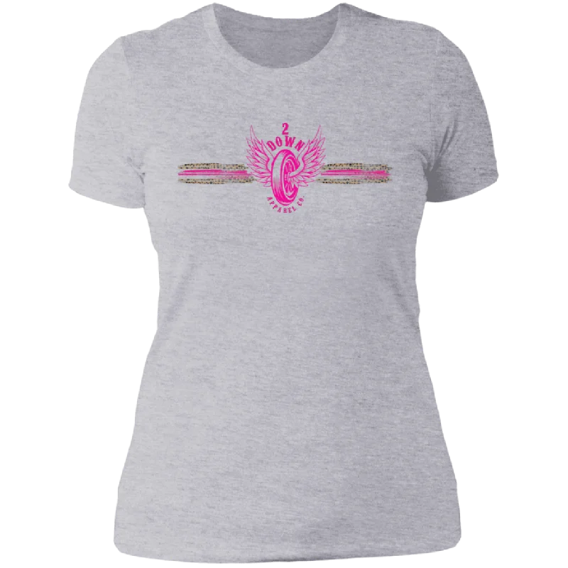 Leopard Retro Tire with wings in hot pink Ladies' Boyfriend T-Shirt Solid Color Striped Floral