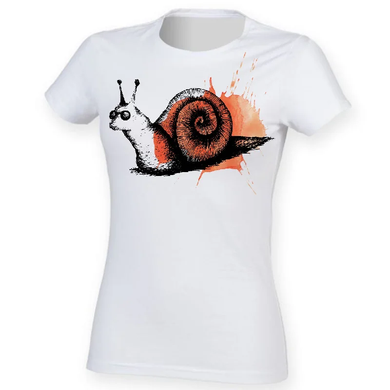 Snail Maude women t-shirt, by Gill Pollitt Jersey Fabric Tulle Fabric Batik Fabric