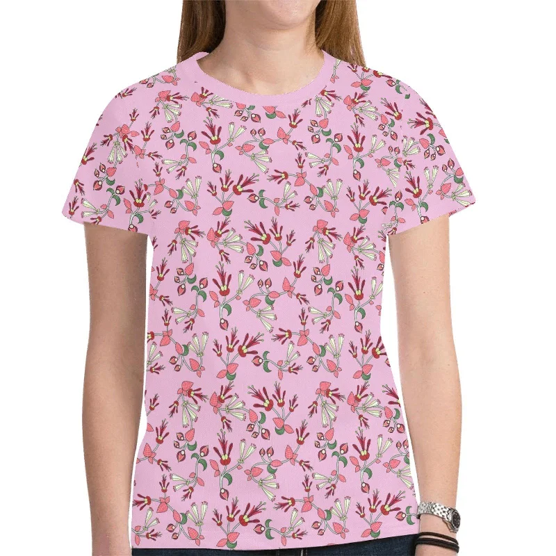 Strawberry Floral T-shirt for Women Silk Blend Satin Velvet