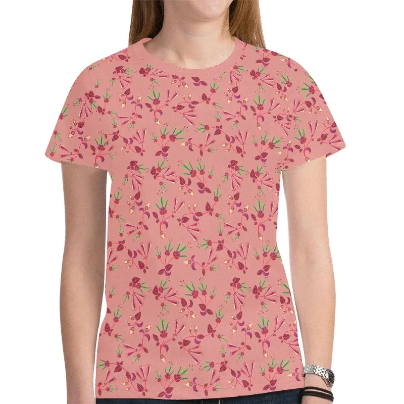 Swift Floral Peach Rouge Remix T-shirt for Women Seamless Knitted Crochet