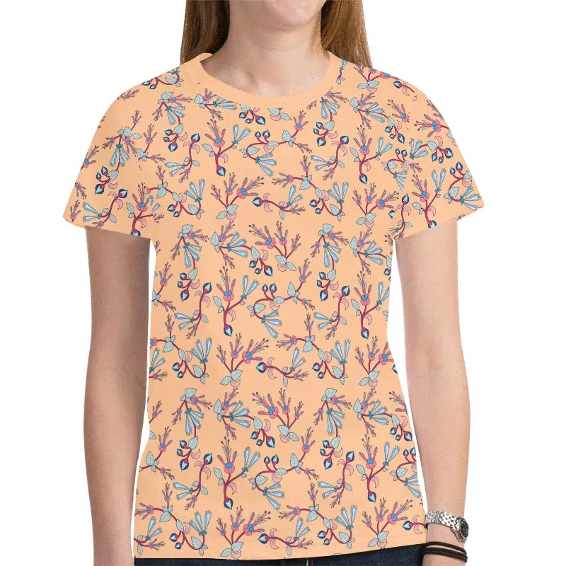 Swift Floral Peache T-shirt for Women Graphic Embroidered Appliqued