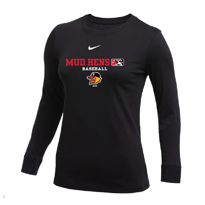 Toledo Mud Hens Black Nike Fields Ladies Long Sleeve T-shirt Zippered Front Buttoned Front Snap Front