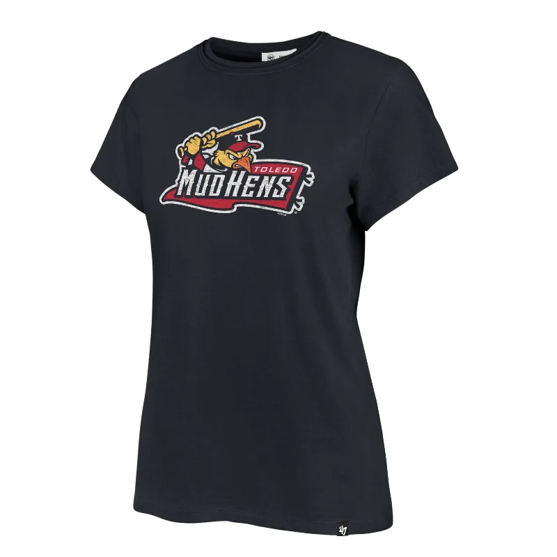 Toledo Mud Hens Ladies Pennant Logo Frankie T-shirt Basic T-Shirt Crew Neck Short Sleeve