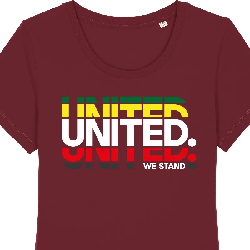 United We Stand Women's Tee Asymmetrical Pockets Print