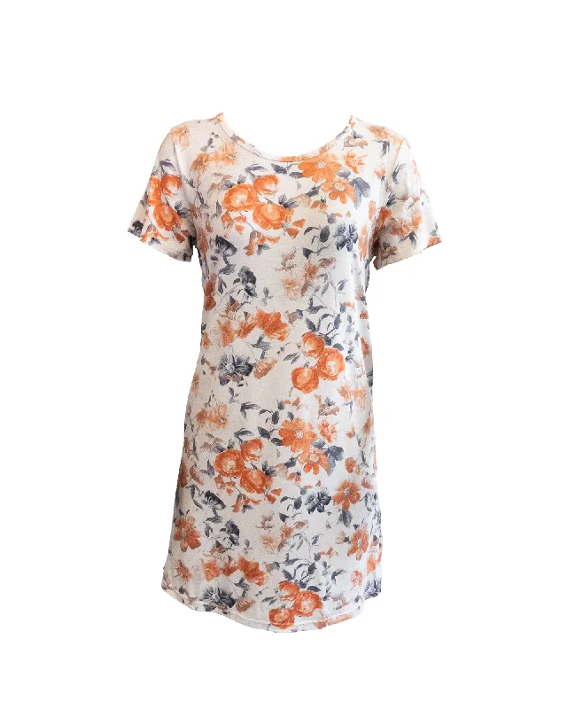 VISCOSE RELAXED PRINT TEE DRES Mesh Canvas Denim