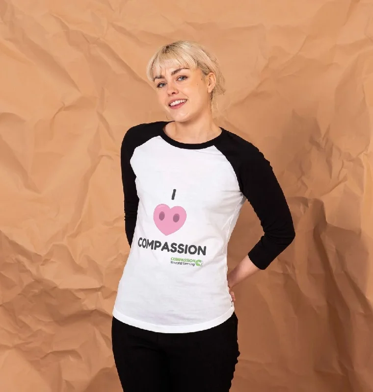 Women's Compassion Baseball T-shirt Modern Contemporary Chic