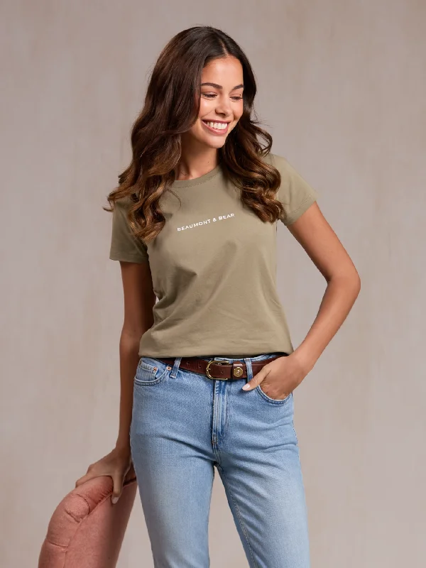 Otterton Women's T-Shirt - Olive Chenille Brocade Lace