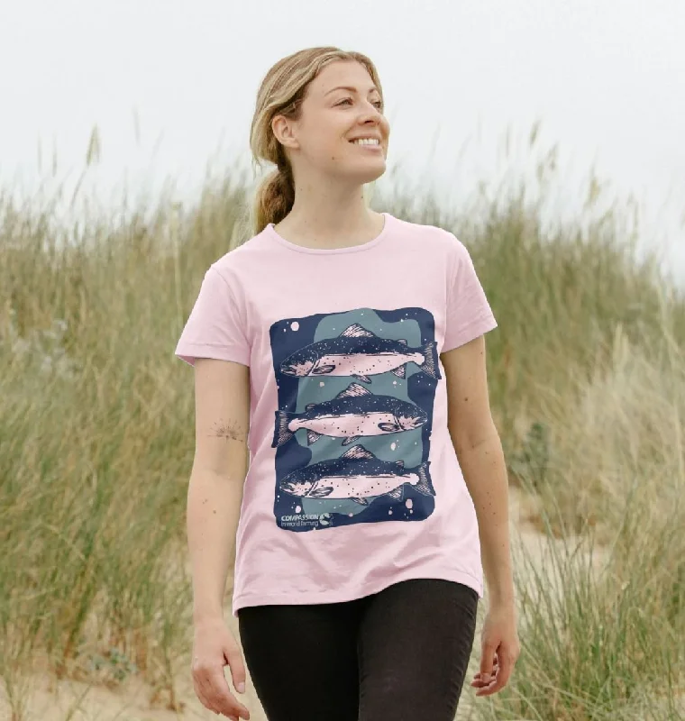 Women's Salmon T-shirt Silk Blend Satin Velvet