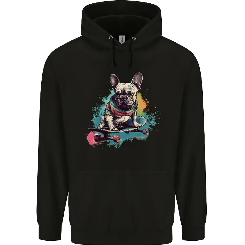 A French Bulldog on a Skateboard Mens 80% Cotton Hoodie Hoodie with Oversized Fit Loose Comfortable A French Bulldog on a Skateboard Mens 80% Cotton Hoodie Hoodie with Oversized Fit Loose Comfortable