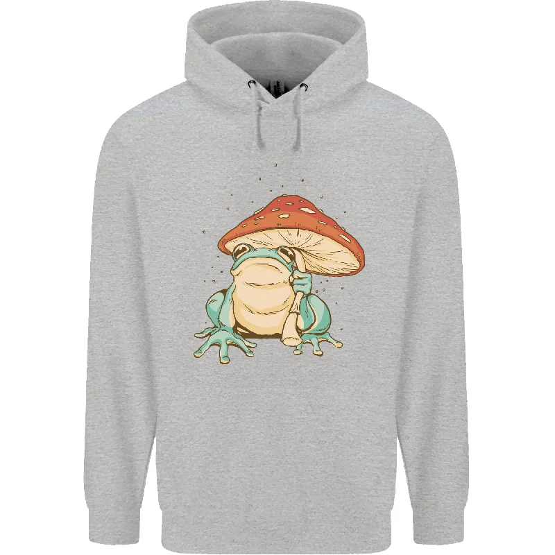 A Frog Under a Toadstool Umbrella Toad Mens 80% Cotton Hoodie Hoodie with Drawcord Adjustable Secure A Frog Under a Toadstool Umbrella Toad Mens 80% Cotton Hoodie Hoodie with Drawcord Adjustable Secure