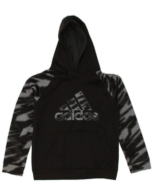 ADIDAS Boys Graphic Hoodie Jumper 10-11 Years Medium Black Polyester Hoodie with Longline Fit Extended Stylish ADIDAS Boys Graphic Hoodie Jumper 10-11 Years Medium Black Polyester Hoodie with Longline Fit Extended Stylish